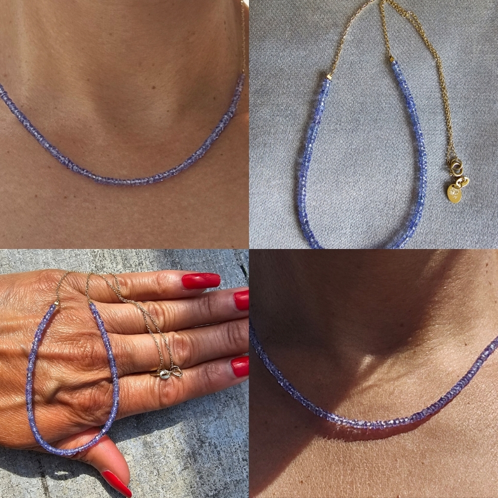 Tanzanite beads with sterling Silver Chain!